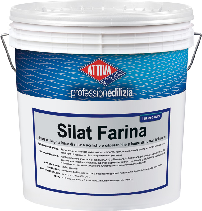 Silat-farina-14L Pittura antialga a base di resine acrilsilossaniche e farina di quarzo finissima Ferramenta CF Domus